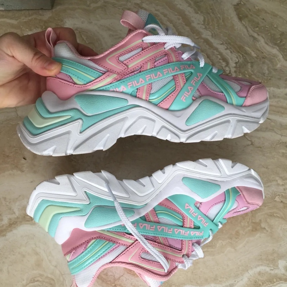 Fila Women's Electrove 2 pink white teal blue sneakers shoes - Picture 3 of 11